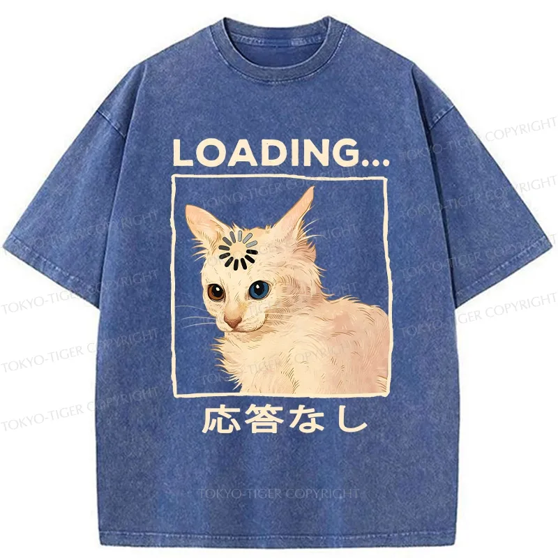 Tokyo-Tiger Funny Cat Loading Washed T-Shirt