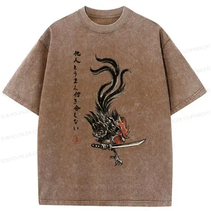 Tokyo-Tiger I Can't Get Along Well With Others Washed T-Shirt