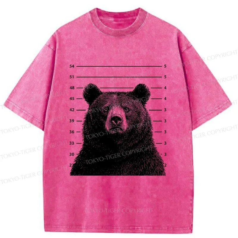 Tokyo-Tiger Arrested Bear Funny Washed T-Shirt