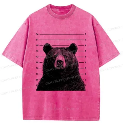 Tokyo-Tiger Arrested Bear Funny Washed T-Shirt
