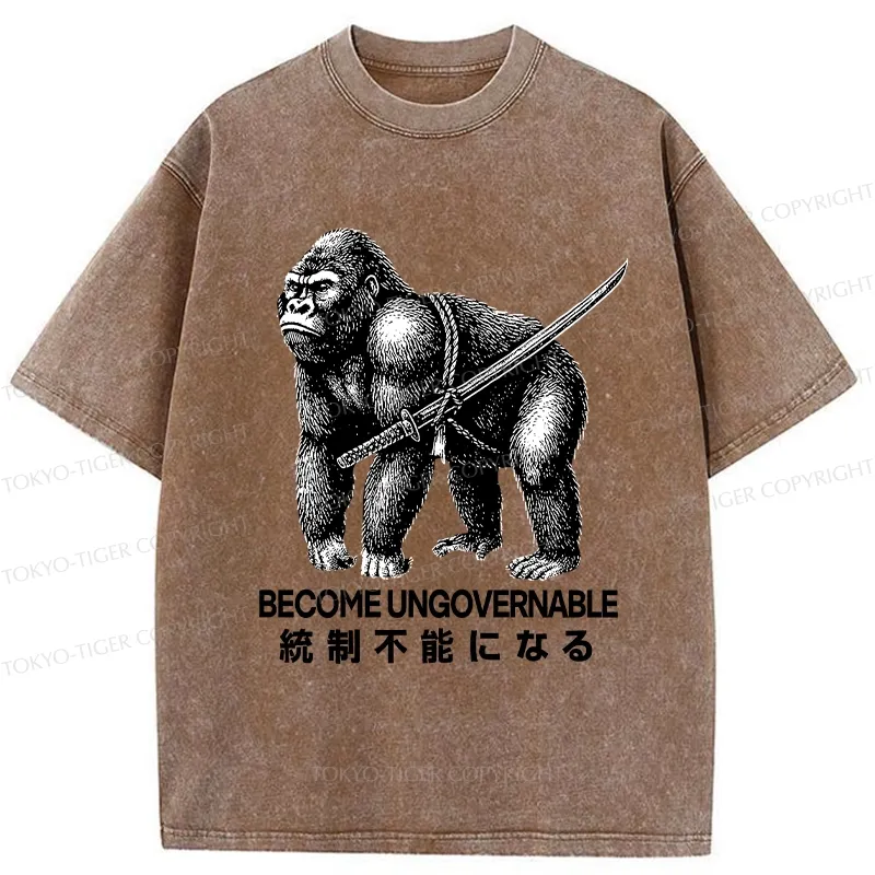 Tokyo-Tiger Gorilla Become Ungovernable Washed T-Shirt