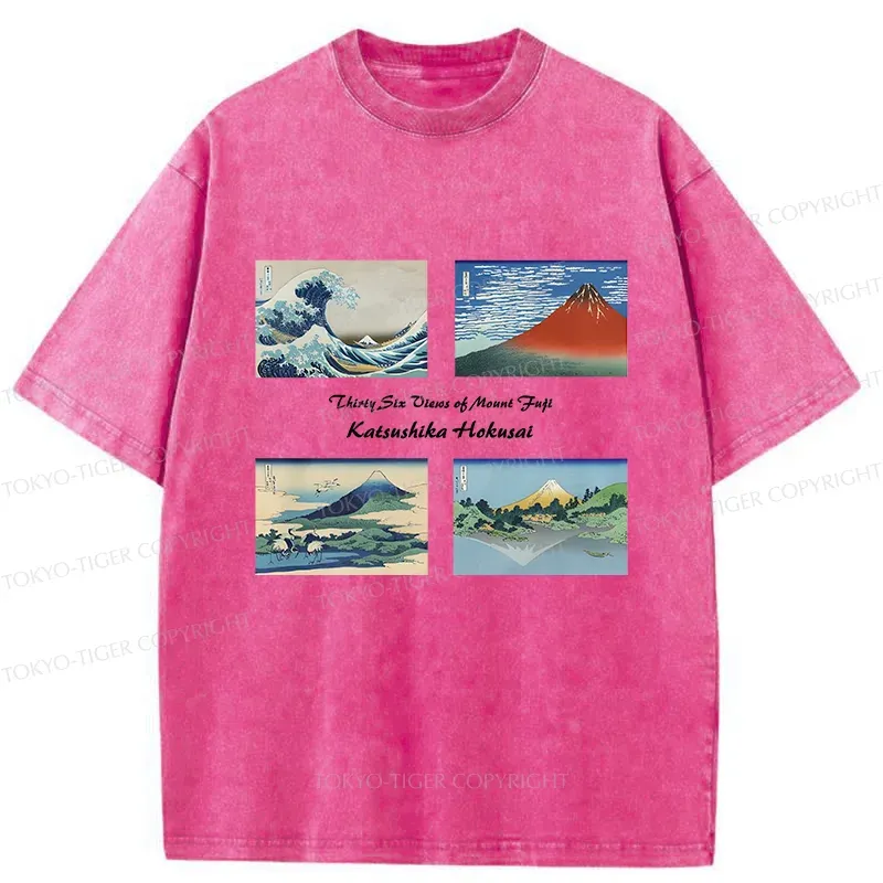 Tokyo-Tiger Japanese Famous Paintings Washed T-Shirt
