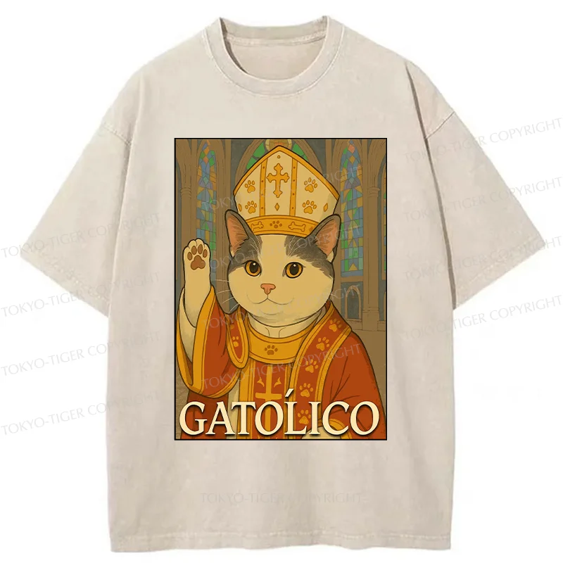 Tokyo-Tiger Pope Cat Washed T-Shirt