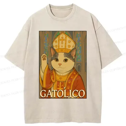 Tokyo-Tiger Pope Cat Washed T-Shirt