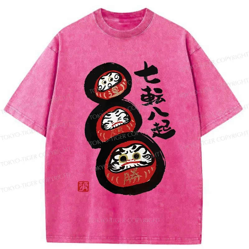 Tokyo-Tiger Funny Daruma Washed T-Shirt