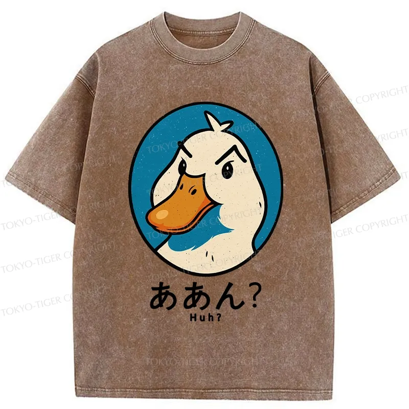 Tokyo-Tiger Funny Doubt Duck Washed T-Shirt
