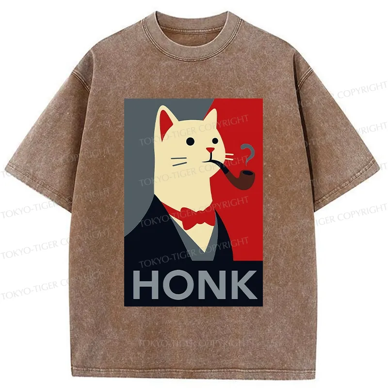 Tokyo-Tiger Funny Cat In A Suit Washed T-Shirt