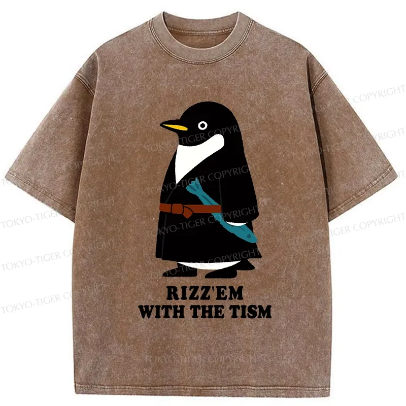Tokyo-Tiger Rizz'Em With The Tism Washed T-Shirt