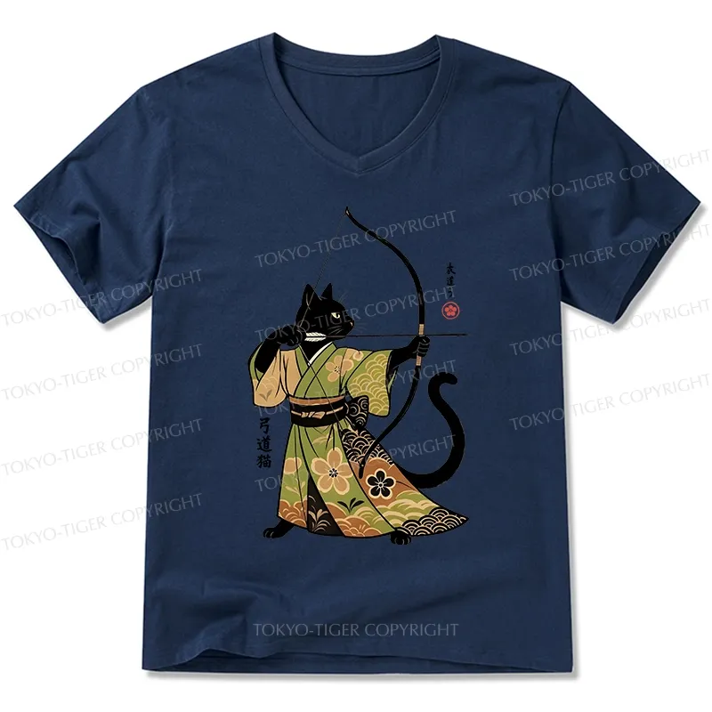 Tokyo-Tiger Japan Cat Archery V-Neck Classic T-Shirt