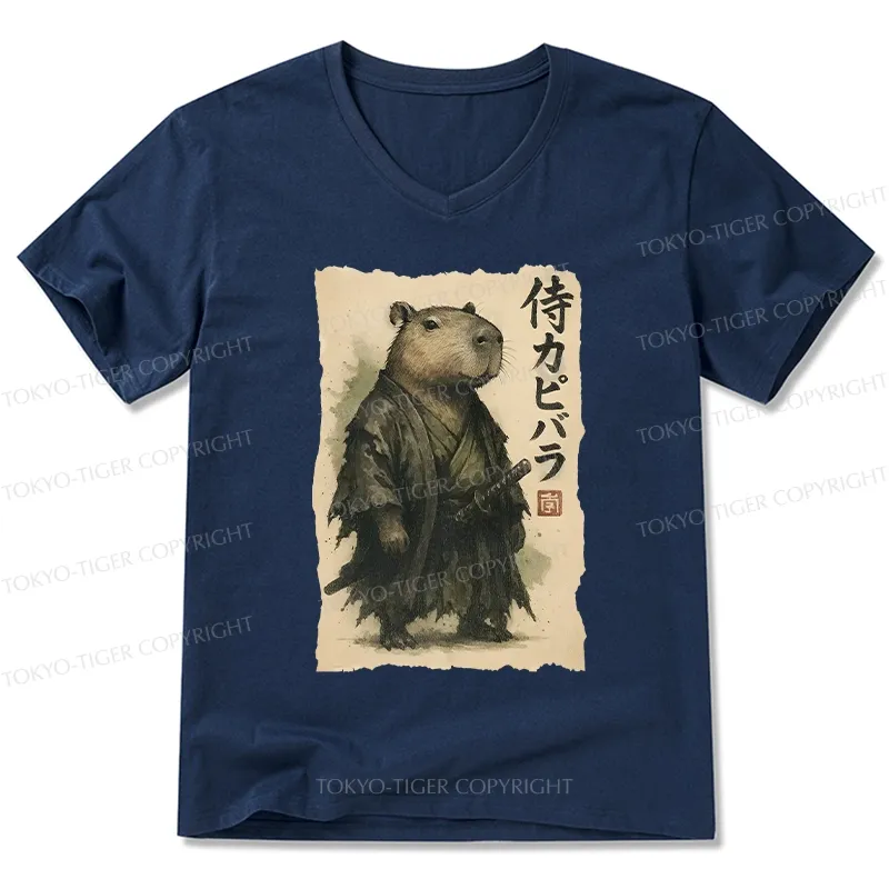 Tokyo-Tiger Capybara Samurai V-Neck Classic T-Shirt