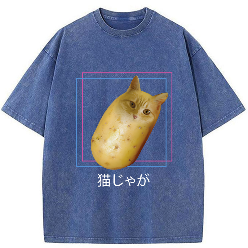 Tokyo-Tiger Potato Cat Japanese Washed T-Shirt