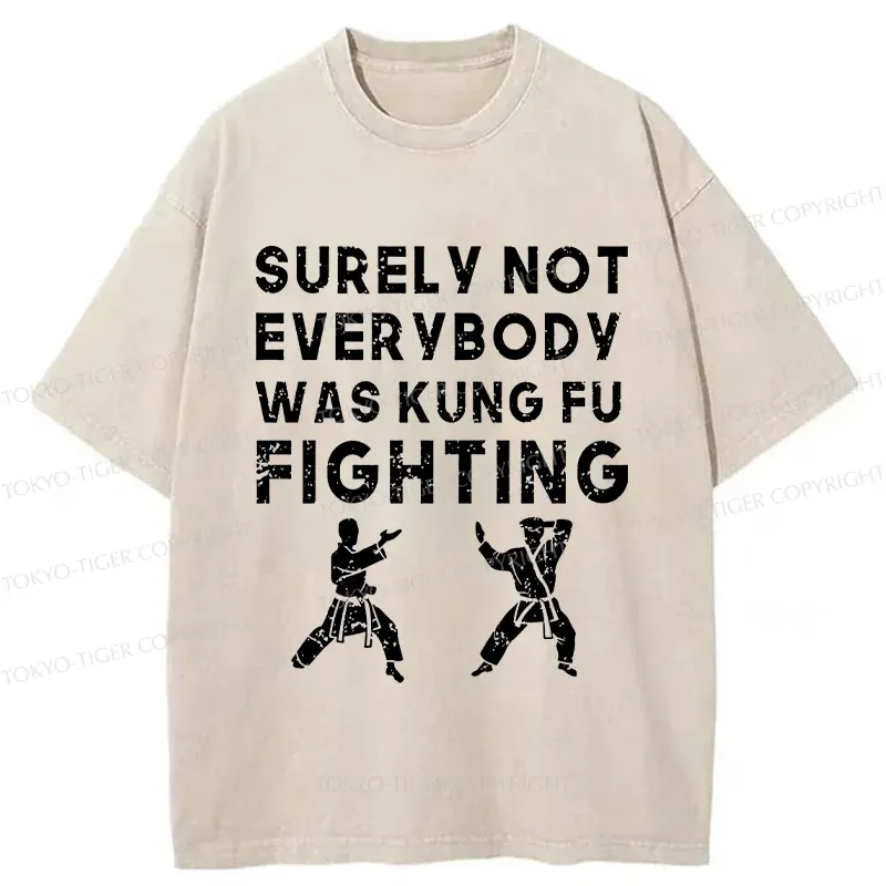 Tokyo-Tiger Funny Kung Fu Washed T-Shirt