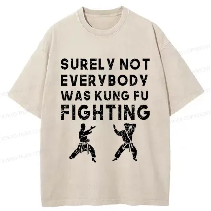 Tokyo-Tiger Funny Kung Fu Washed T-Shirt