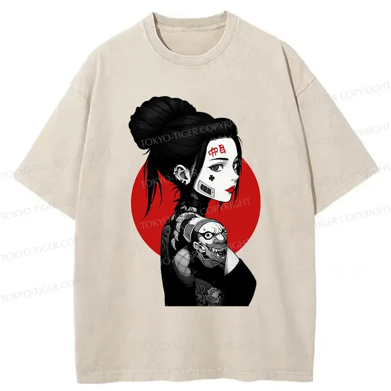 Tokyo-Tiger Mechanical Woman Washed T-Shirt