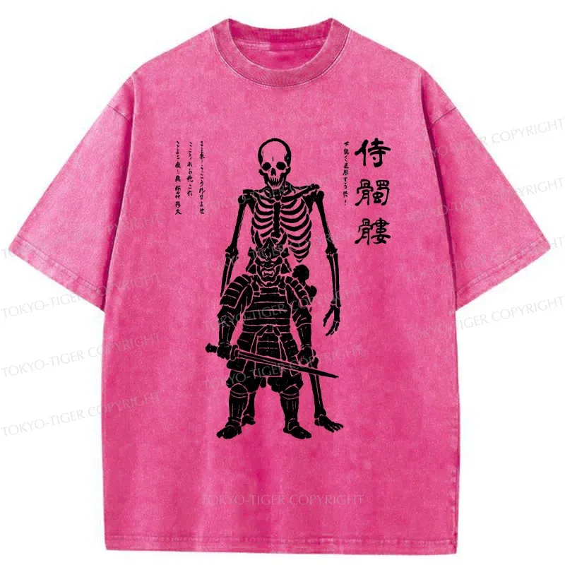 Tokyo-Tiger Skeleton Samurai Washed T-Shirt