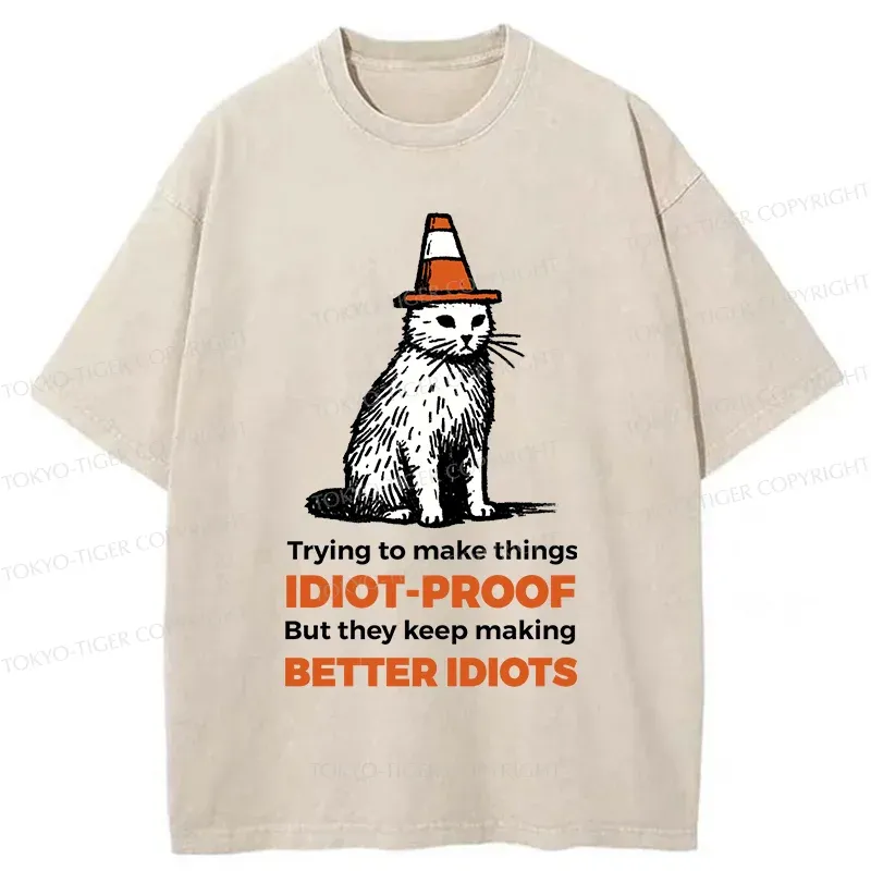 Tokyo-Tiger Stupid Cat Washed T-Shirt