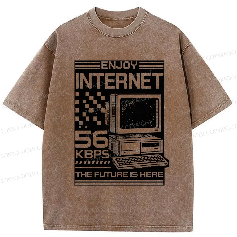 Tokyo-Tiger Enjoy The Internet Washed T-Shirt