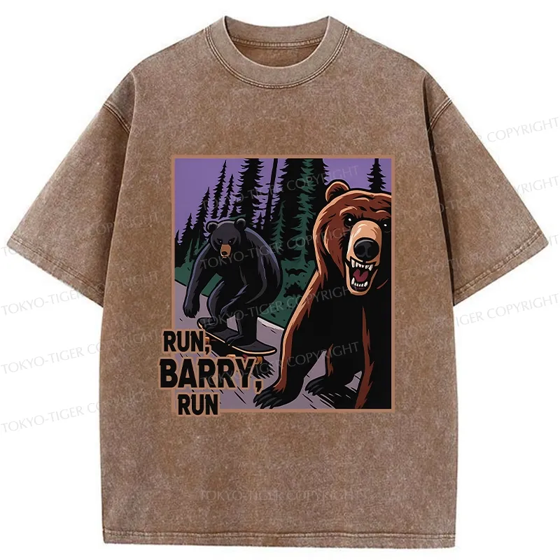 Tokyo-Tiger Funny Bear Skateboard Washed T-Shirt