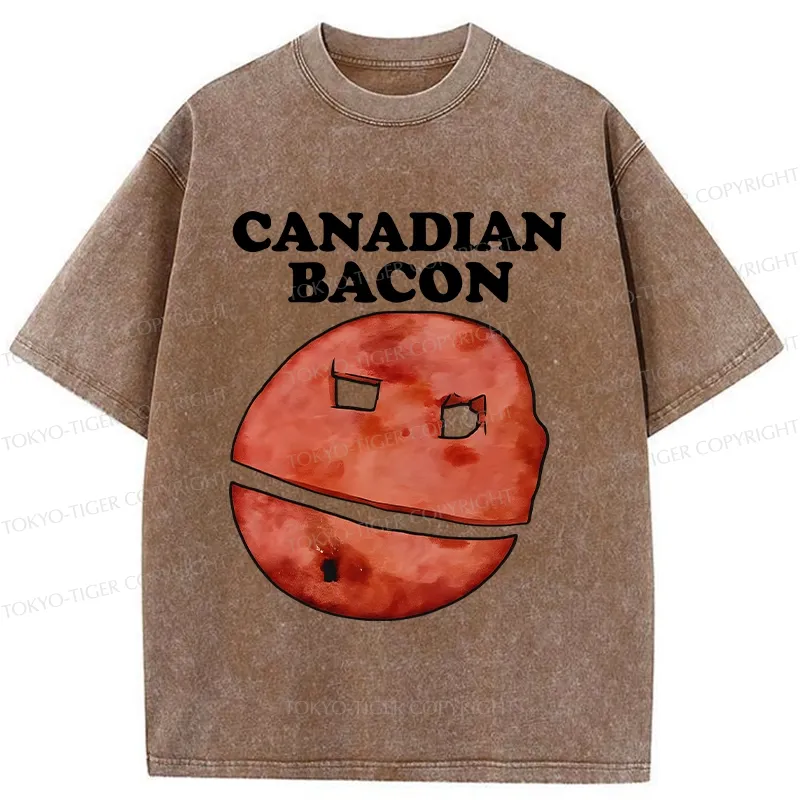 Tokyo-Tiger Funny Canadian Bacon Washed T-Shirt