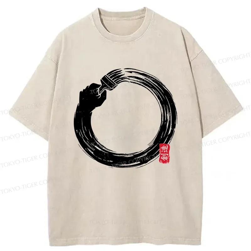 Tokyo-Tiger Painter's Enso Washed T-Shirt