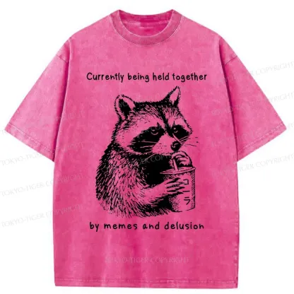 Tokyo-Tiger Raccoon Drinking Water Washed T-Shirt