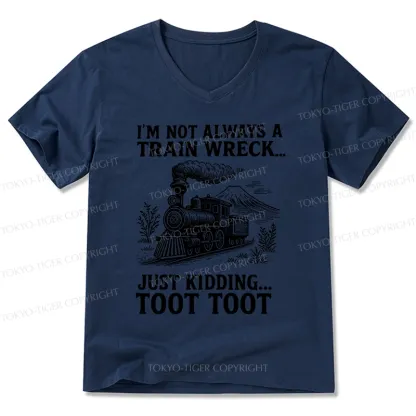 Tokyo-Tiger Funny Train Jokes V-Neck Classic T-Shirt