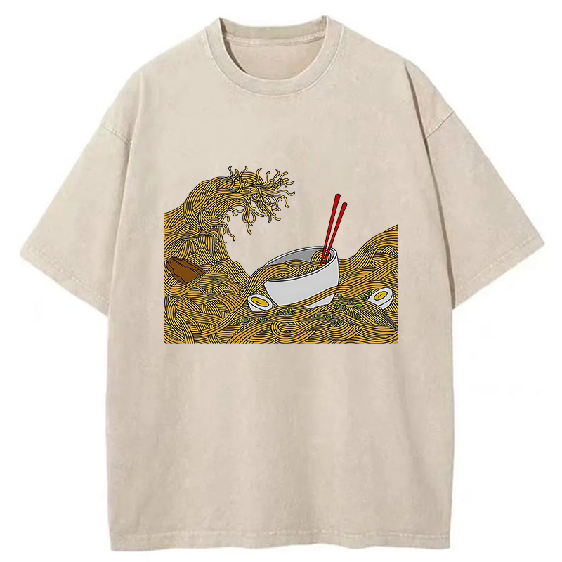 Tokyo-Tiger The Great Wave Off Ramen Washed T-Shirt