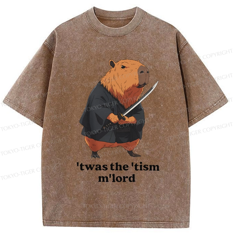 Tokyo-Tiger Focused Samurai Capybara Washed T-Shirt