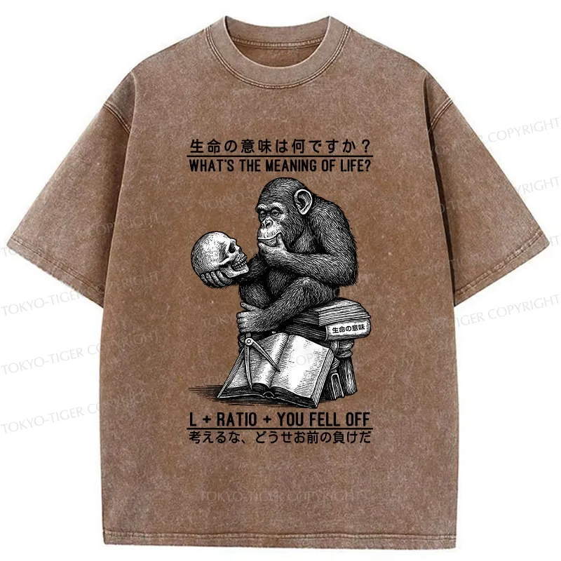 Tokyo-Tiger What's The Meaning Of Life? Washed T-Shirt