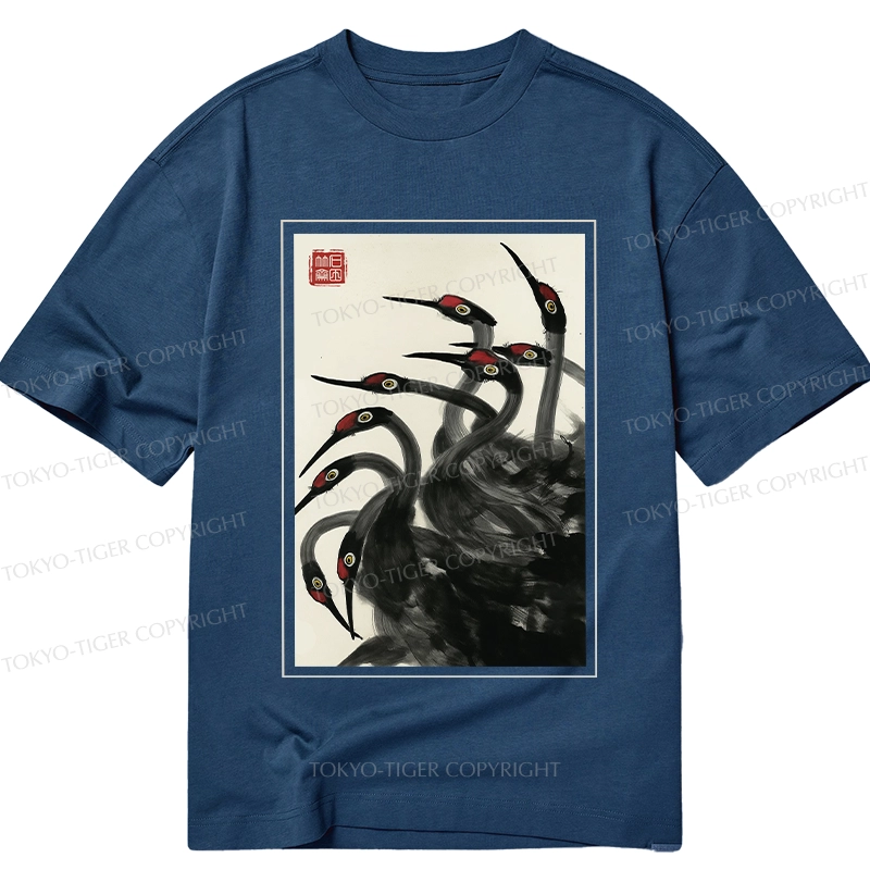 Tokyo-Tiger Retro Red Crowned Crane Classic T-Shirt