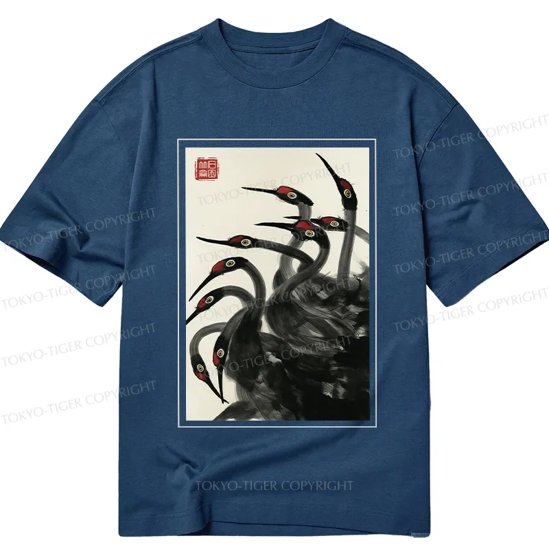 Tokyo-Tiger Retro Red Crowned Crane Classic T-Shirt