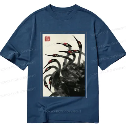 Tokyo-Tiger Retro Red Crowned Crane Classic T-Shirt