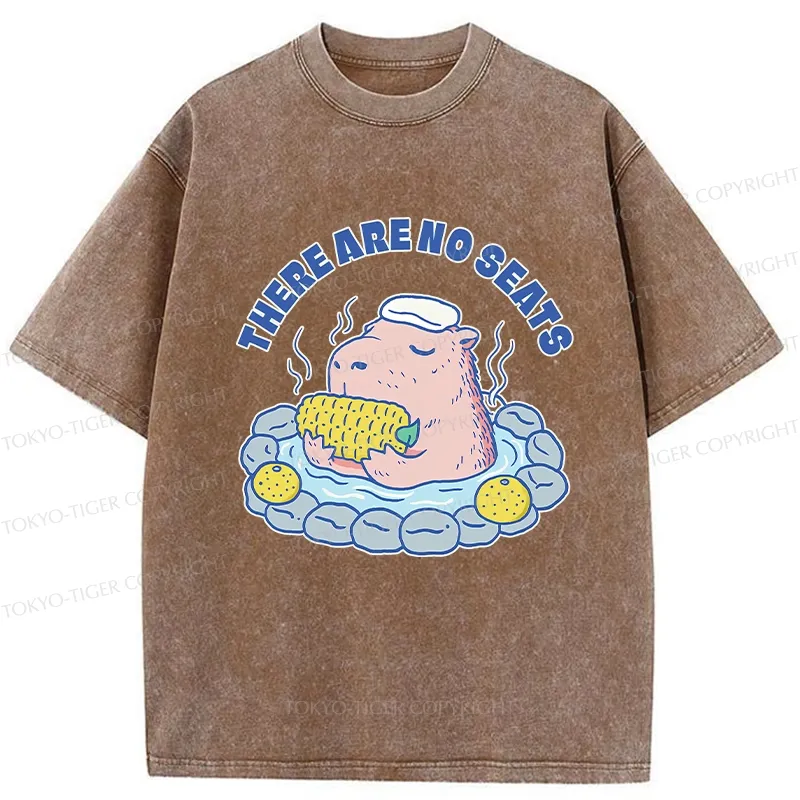 Tokyo-Tiger Capybara Enjoying Hot Springs Washed T-Shirt