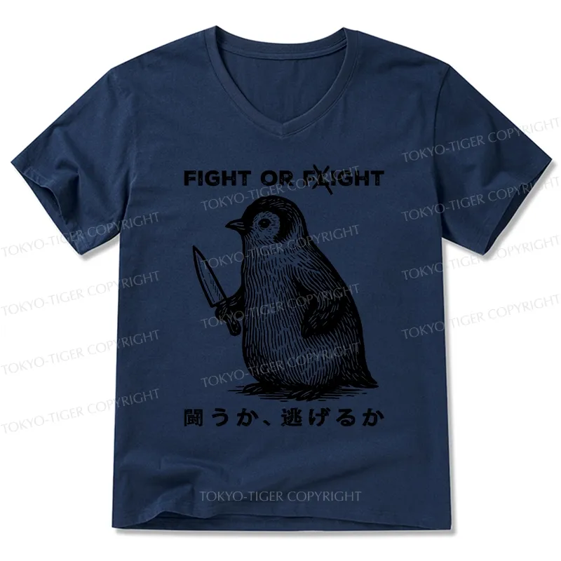 Tokyo-Tiger Funny Fight Or Flight V-Neck Classic T-Shirt