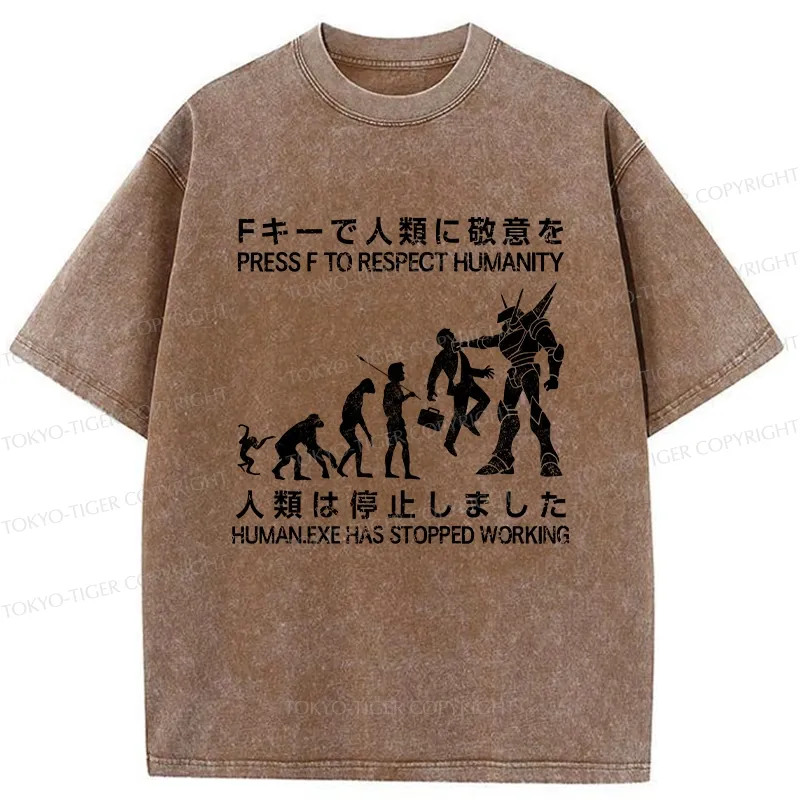 Tokyo-Tiger Human.Exe Has Stopped Working Washed T-Shirt