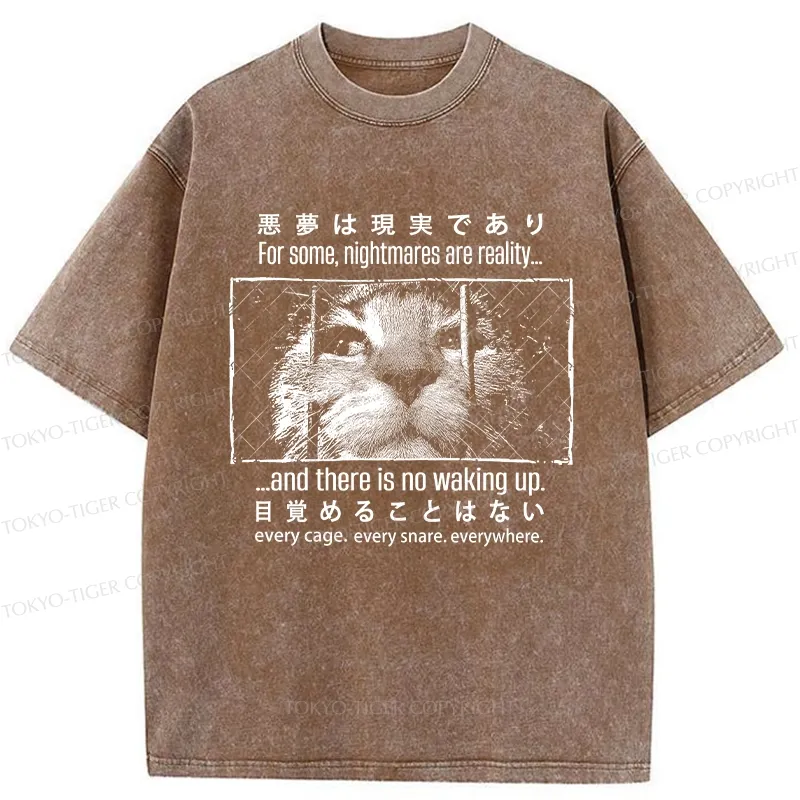 Tokyo-Tiger Protecting Animals And Prison Cat Washed T-Shirt