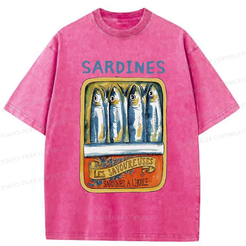 Tokyo-Tiger Vintage Sardines Can Washed T-Shirt