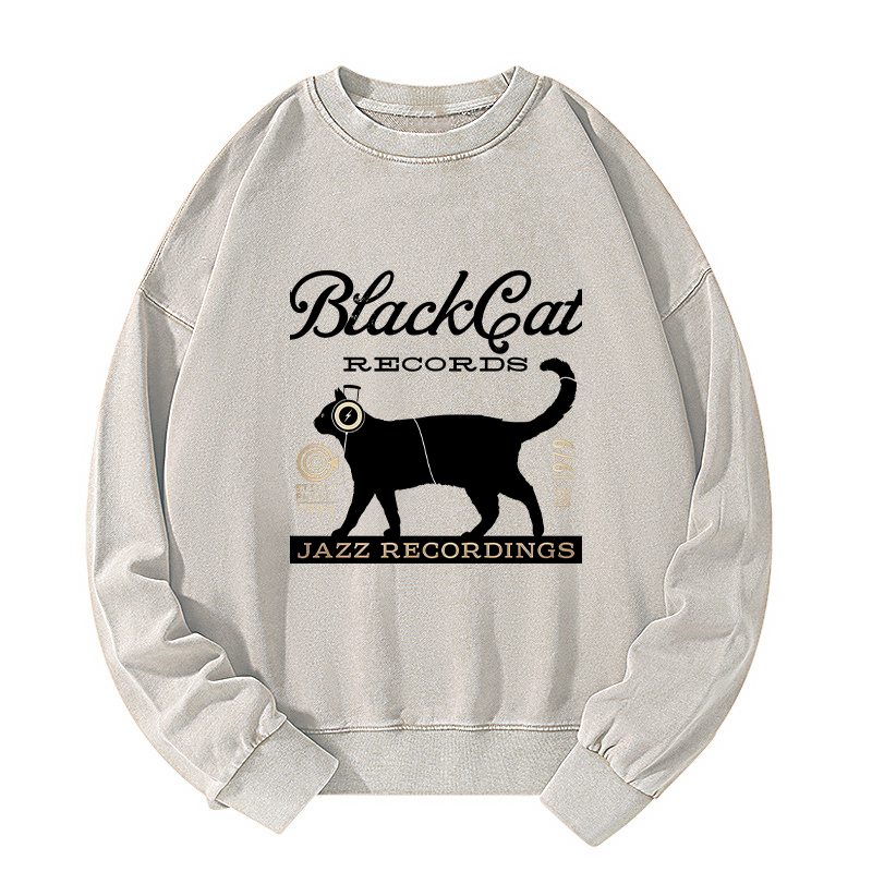 Tokyo-Tiger Black Cat Japan Washed Sweatshirt