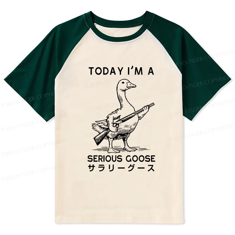 Tokyo-Tiger Serious Stupid Goose Raglan T-shirt
