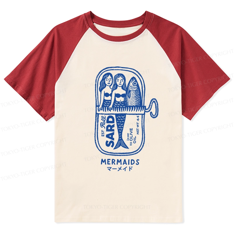 Tokyo-Tiger Mermaid Can Raglan T-shirt