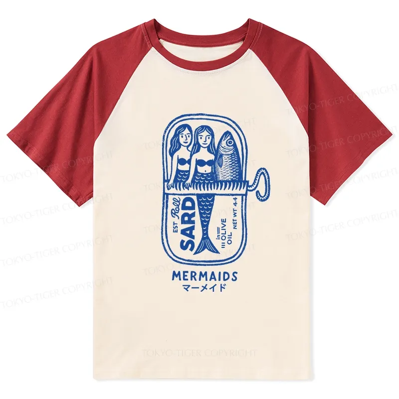 Tokyo-Tiger Mermaid Can Raglan T-shirt