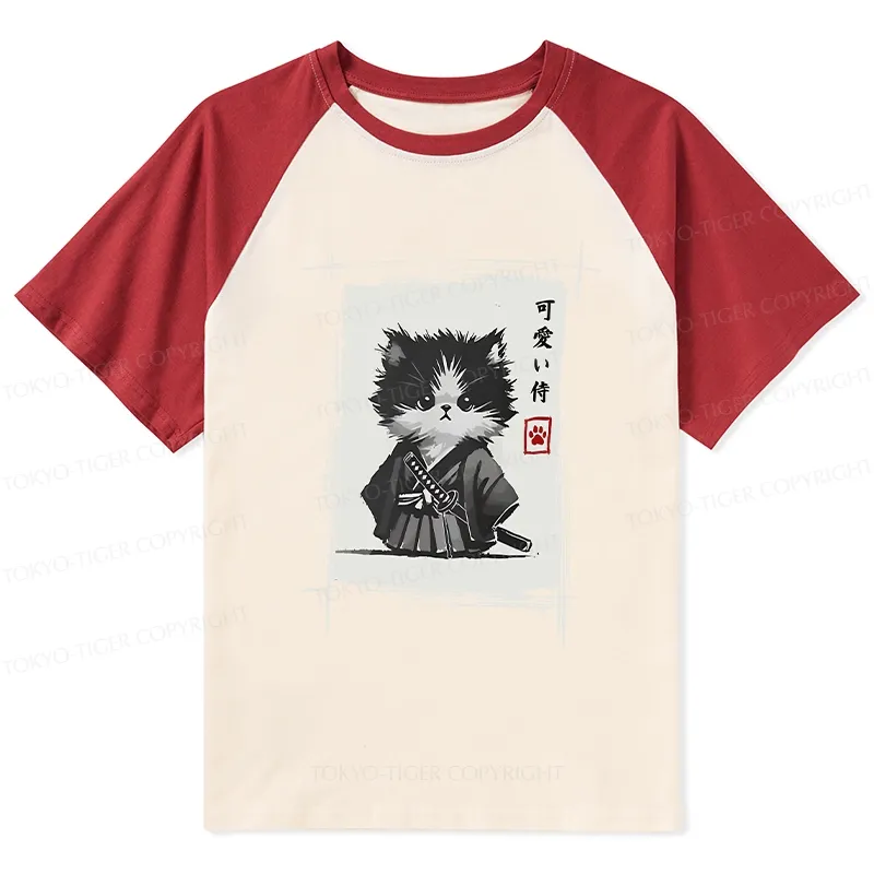 Tokyo-Tiger Kitten Samurai Raglan T-shirt
