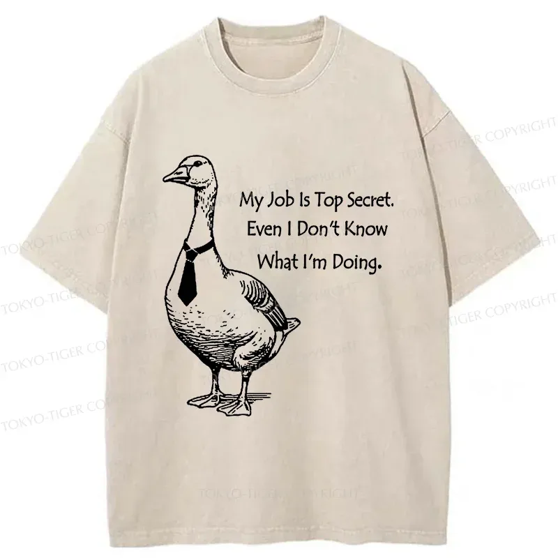 Tokyo-Tiger Serious Goose Funny Washed T-Shirt