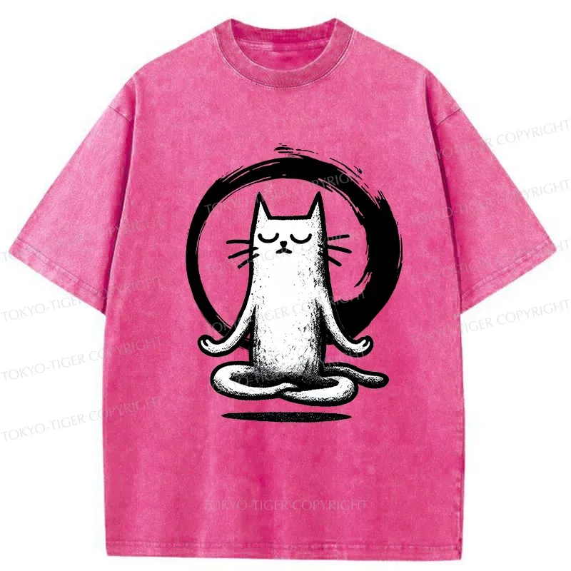 Tokyo-Tiger Zen Japan Cat Washed T-Shirt