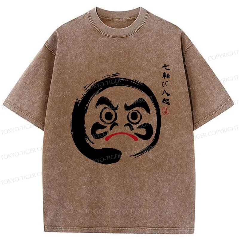 Tokyo-Tiger Retro Daruma Enso Washed T-Shirt