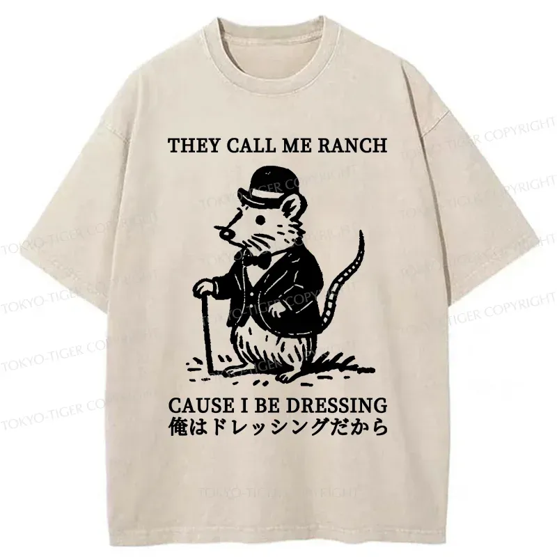 Tokyo-Tiger Elegant Mouse Washed T-Shirt