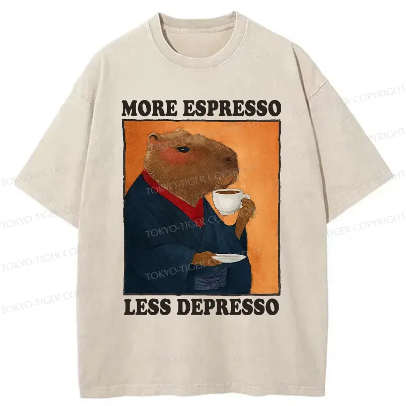 Tokyo-Tiger Elegant Capybara Washed T-Shirt