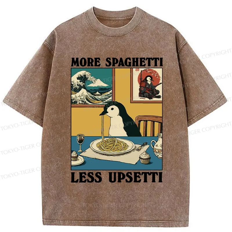 Tokyo-Tiger More Spaghetti Less Upsetti Penguin Washed T-Shirt