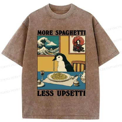 Tokyo-Tiger More Spaghetti Less Upsetti Penguin Washed T-Shirt