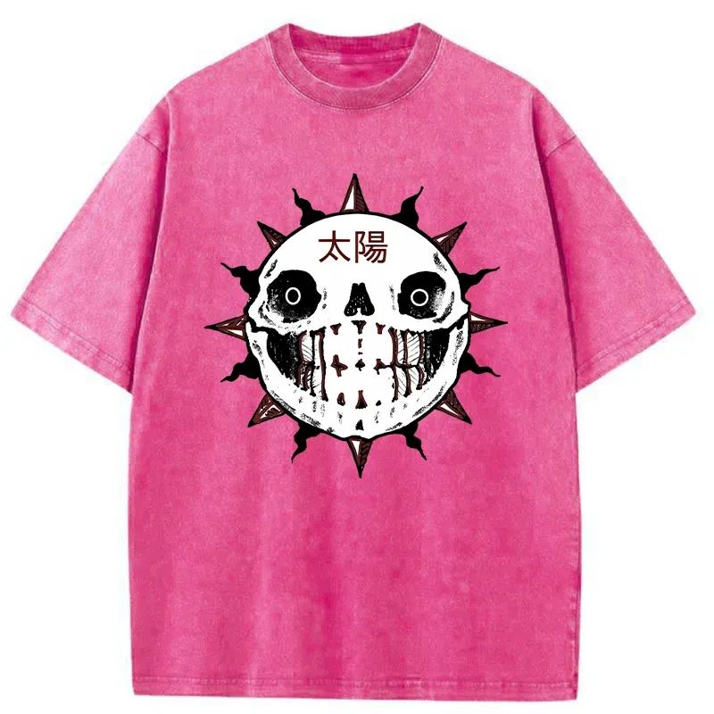 Tokyo-Tiger Horror Sun Skull Washed T-Shirt